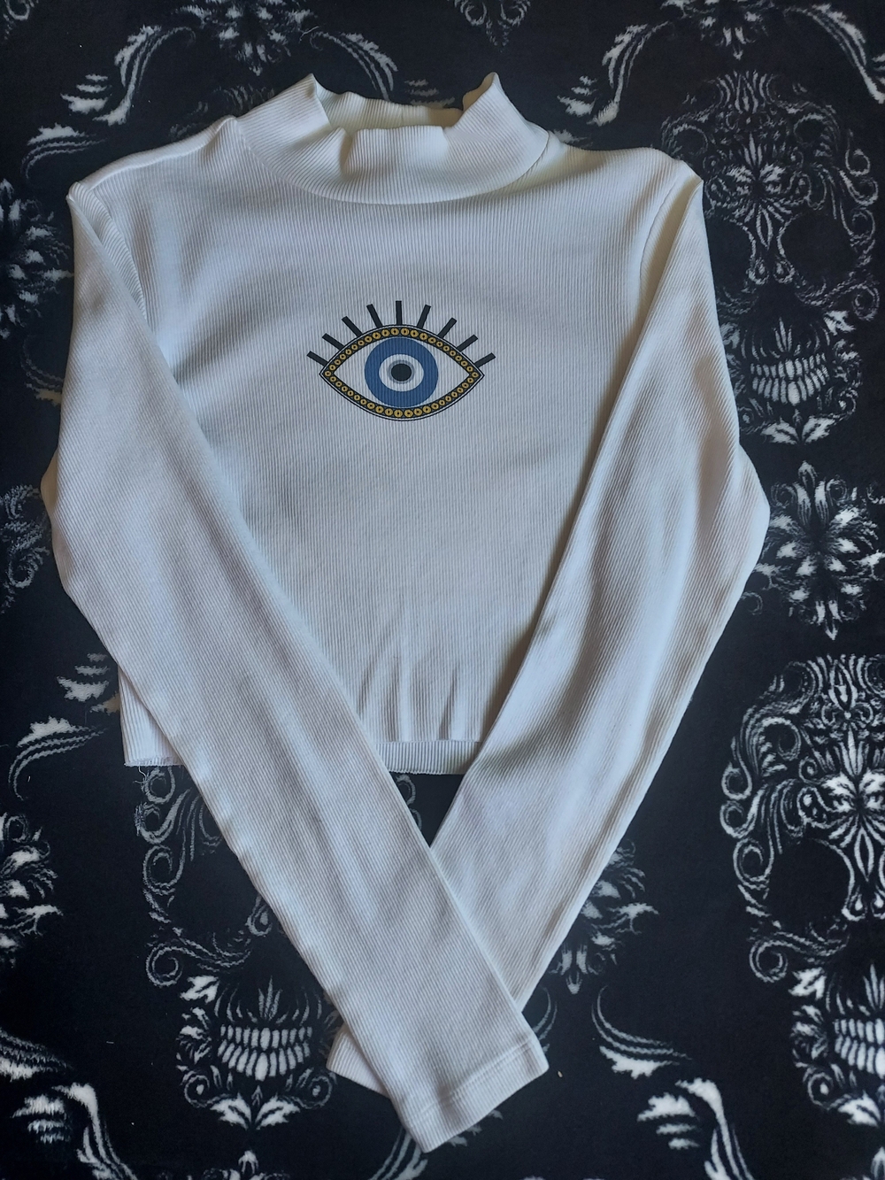 Forever 21 White Ribbed Mock Neck Top